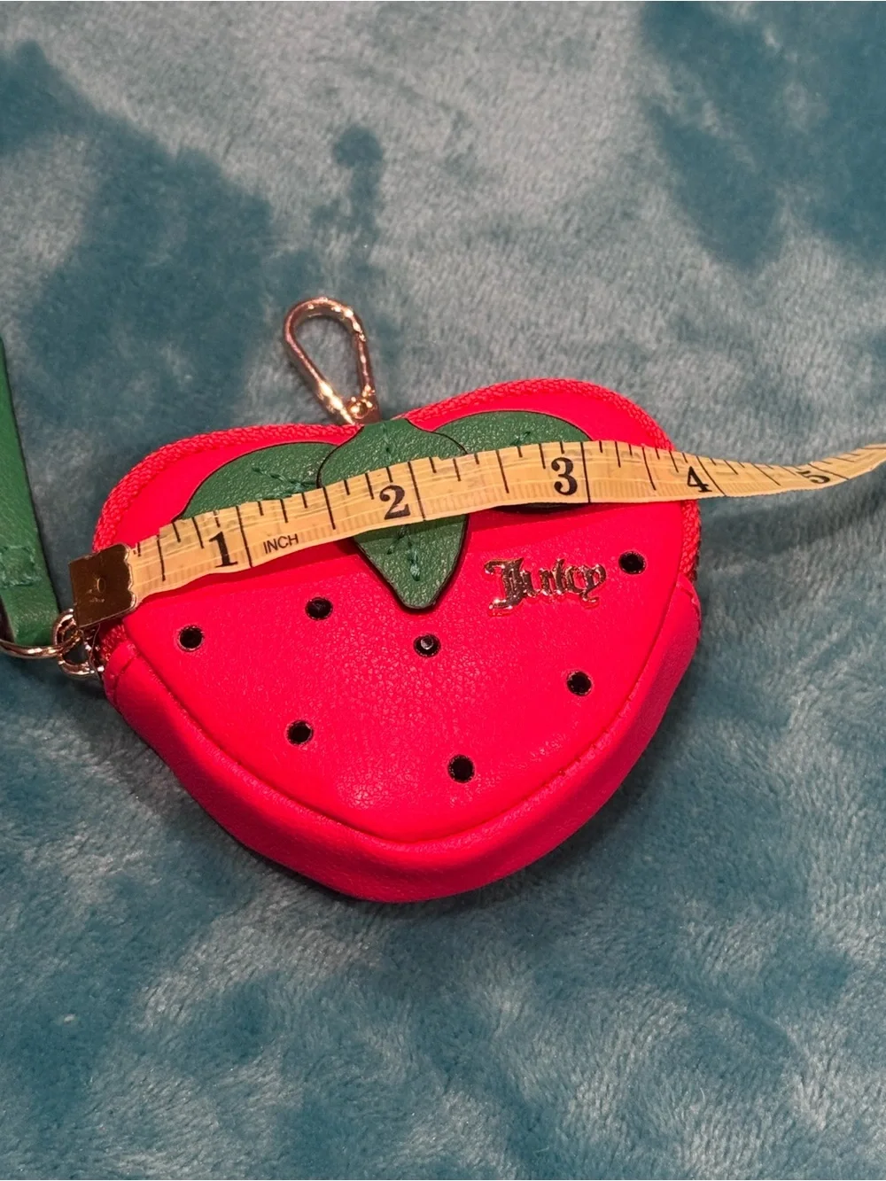 Juicy Couture Strawberry Coin Purse - Red with Green Leaves